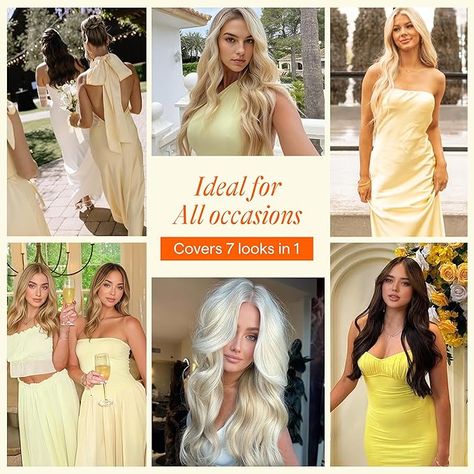 Full Shine Seamless Clip in Hair Extensions Real Human Hair, Ash Blonde with Blonde Highlight, Invisible PU Weft Remy Human Hair Extensions Fill Ins, 4Pcs 18Inch 85 grams
