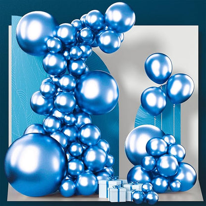 PartyWoo Metallic Blue Balloons 100pcs Chrome Blue Color 36 18 12 10 5 Inch | by PartyWoo