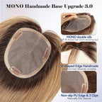 HAIRCUBE Hair Toppers for Women 100% Real Human Hair,Ombre Ash Blonde,6"*5.5"MONO Large Base,65g Hand-moven Real Human HairToppers for Women with ThinningHair