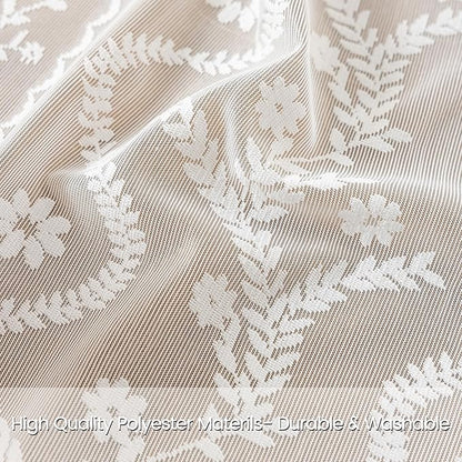 WAZZIO Boho Lace Curtains 2 Panels 63 Inches -Cute Vintage Victorian Sheer - Image 2
