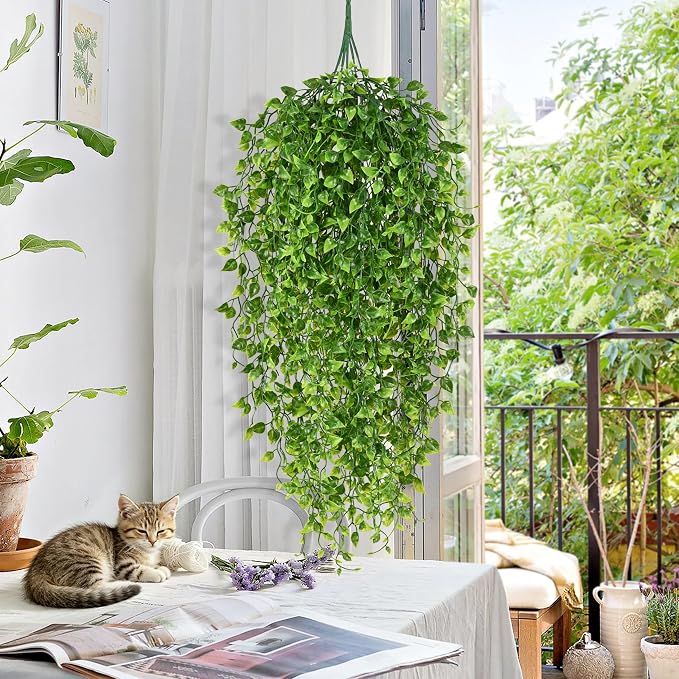 4Pcs Artificial Hanging Plants, Fake Vines Boston Ivy | Fake Hanging Plants UV - Image 2