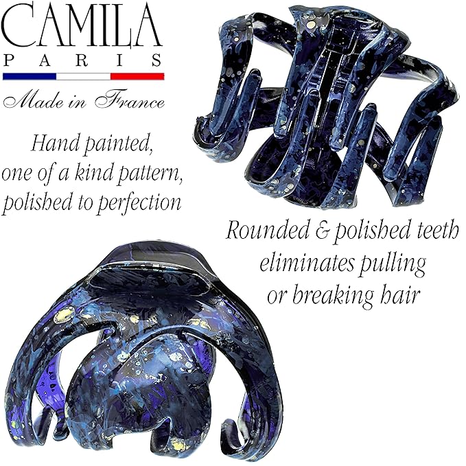 Camila Paris CP3862 French Octopus Hair Clip for Women Thick Hair and Long Curly Wavy Hair, Girls Hair Claw Clips, Styling Claw Clip for Thick Hair, Strong Hold No Slip Grip, Made in France