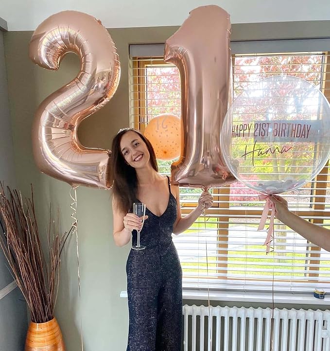 40 Inch Rose Gold 21 Number Balloons Giant Jumbo Huge 12 or 21 Foil Mylar - Image 3
