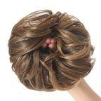 Large Messy Bun Hair Piece Curly Synthetic Extensions Scrunchies Fake Chignon Updo Hairpieces for Women Beige Bronde Mixed Chestnut Brown
