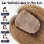 starluck Human Hair Toppers for Women Real Human Hair No Bangs 4 * 5.5 inch Base 12 inch SilkHug Topper for Women with Thinning Hair Cover Grey Roots(Ombre Light Brown)