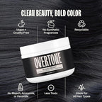 Overtone Semi Permanent Hair Color Conditioner, Black Velvet, 8 oz, Nourishing, Damage-Free, Color Depositing Mask for All Hair Types with Shea Butter & Coconut Oil, Vegan & Cruelty-Free