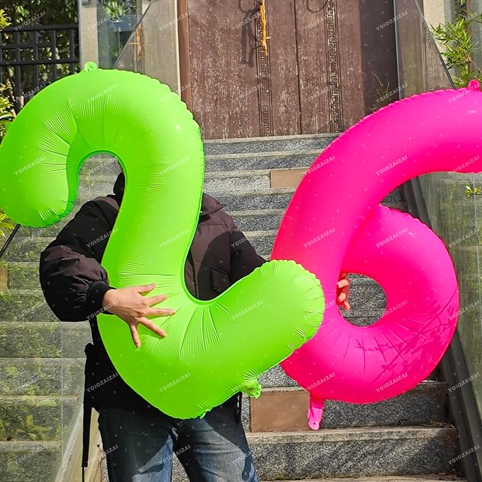 40IN Fluorescent Green Number 6 Balloons Glow In The Dark Green Balloon | - Image 4