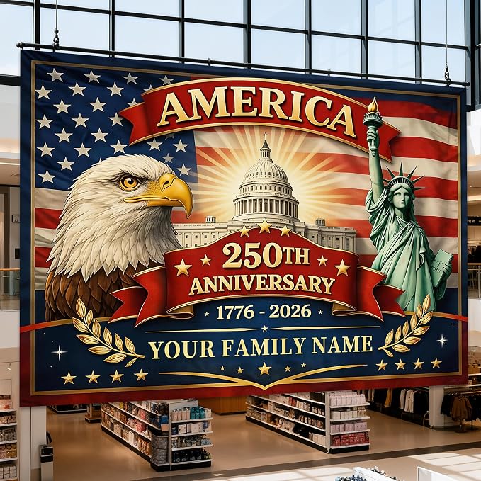 American 250th Anniversary Custom Backdrop 1776-2026, 250 Years of Freedom - Image 6