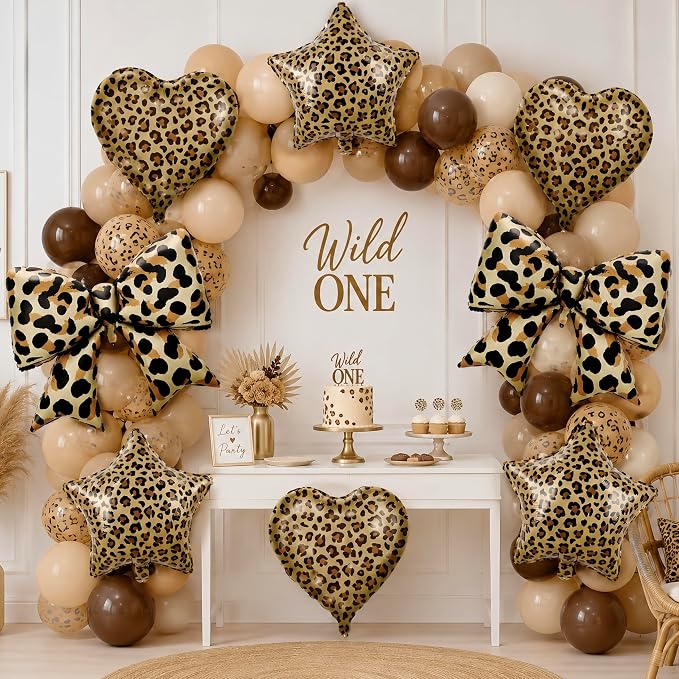 9Pcs Leopard Print Balloons/Wild One Birthday Party Decor - Image 5