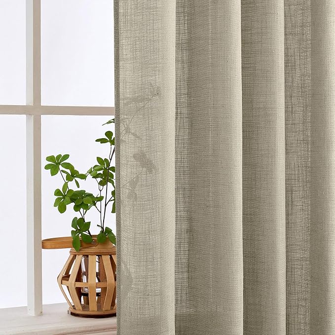 MIULEE Oatmeal Linen Curtains 52x96 Inch 2 Panels - Image 5