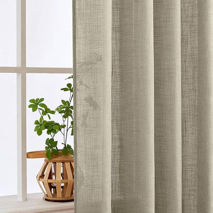MIULEE Oatmeal Linen Curtains 52x90 Inch Long 2 Panels - Image 5