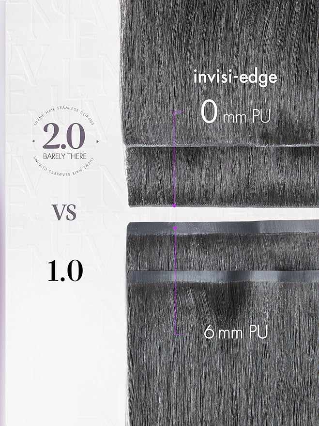 LUVME Invisible Clip in Hair Extensions Real Human Hair, 18 inch 110g 6Pcs, Natural Black Remy Human Hair Extensions Clip ins for Women, Natural Human Hair