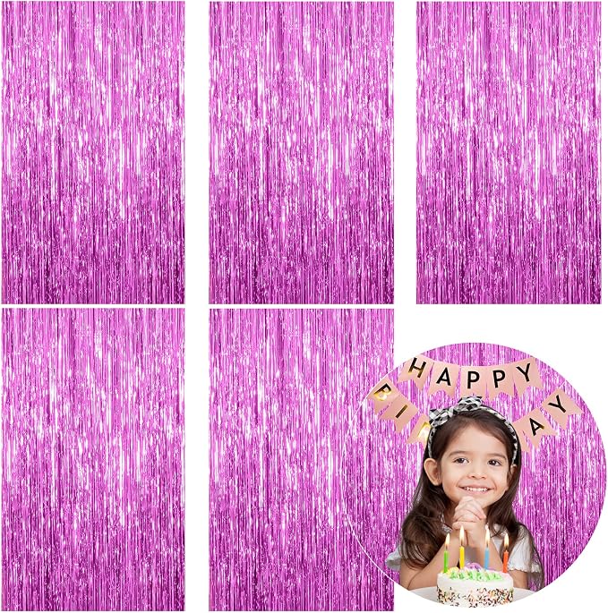 5 Pack Foil Curtain Backdrop Metallic Tinsel Foil Fringe Curtains Photo Booth by KEJ