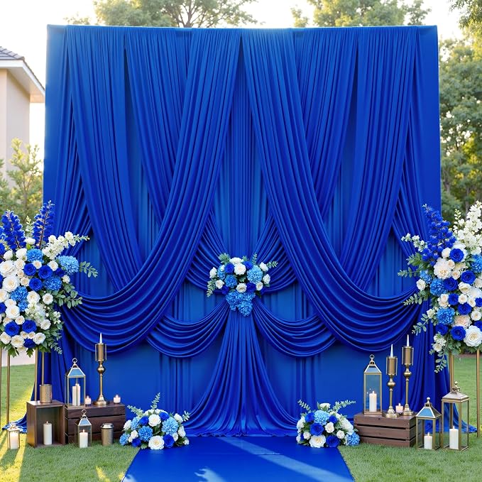 10ft×12ft Wrinkle Free Royal Blue Backdrop Curtain - Image 2