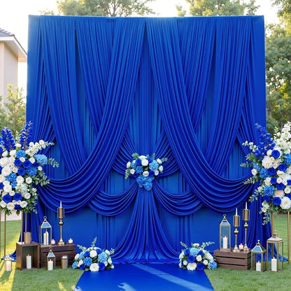 10ft×12ft Wrinkle Free Royal Blue Backdrop Curtain - Image 2
