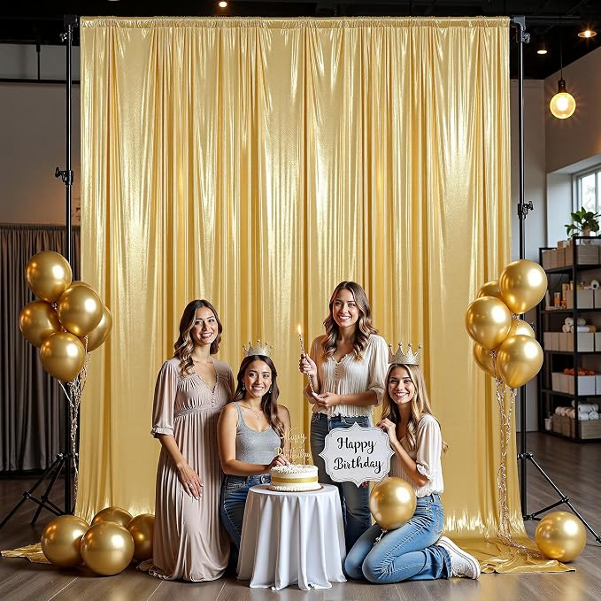 10x12ft Glitter Gold Backdrop Curtains, Sequin Curtains Wrinkle Free Polyester - Image 5