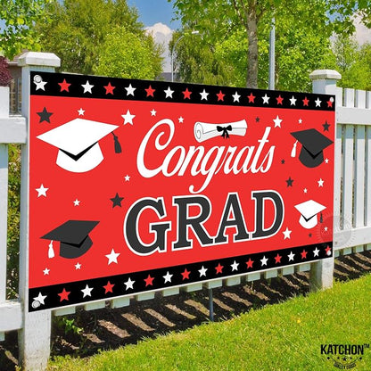 KatchOn Graduation Decorations 2026 | Red and Black Congrats Grad Banner - Image 2