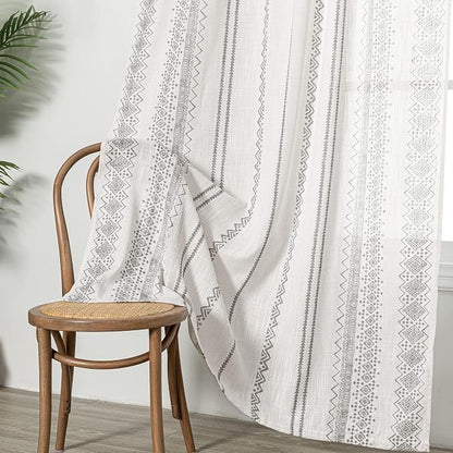 Light Filtering Curtains 95 Inches Long Boho Cotton Curtains by MEETSKY
