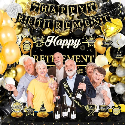 Retirement Party Decorations, Retirement Balloons, Sash Hanging Swirls - Image 5