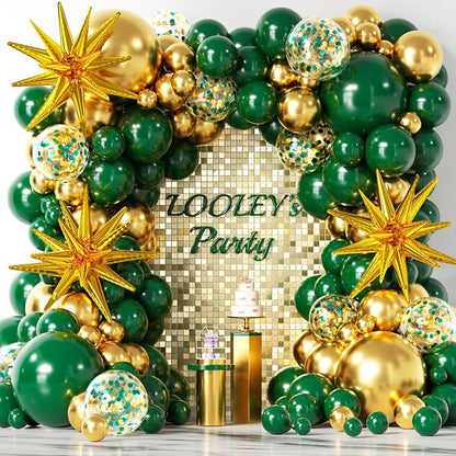 LOOLEY 137Pcs Green and Gold Balloons Garland Arch Kit by LOOLEY