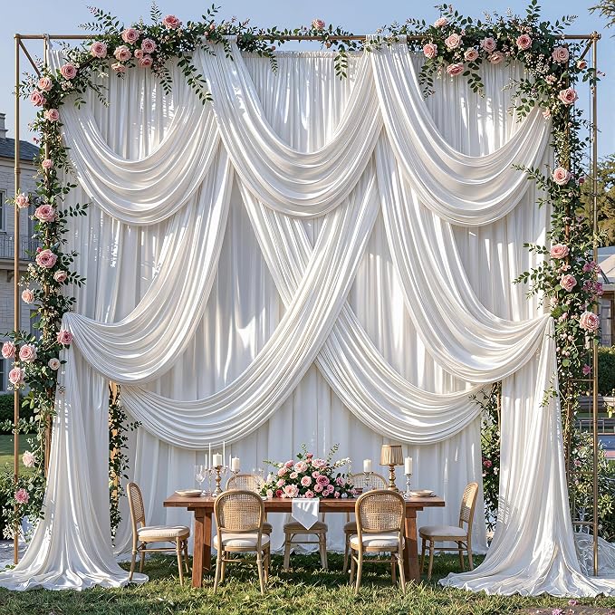 30x10ft White Glitter Backdrop Curtain - Image 4