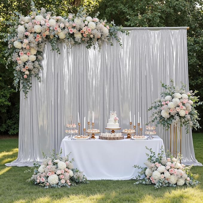 Outpain Thick 20 ft x 10 ft Silver Sequin Backdrop Curtain - Image 9
