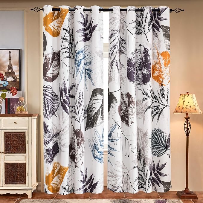 SUBRTEX Light Flitering Curtains 52Wx84L, Room Darkening Vibrant Floral Drapes - Image 5