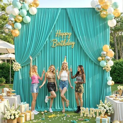 50x12 ft Turquoise Backdrop Curtains - Image 6