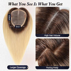 starluck Hair Toppers for Women Real Human Hair,5.5"*5"MONO Large Base,100% Real HumanHair Toppers for Women with Thinning,56g Hand-moven Topper,Gray Roots,High Volume,Ombre Light Blonde