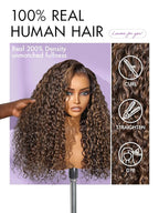LUVME HAIR 7x6 HD Lace All-Day Comfort Wig PartingMax Lace Wigs Water Wave Curly Lace Front Wigs Human Hair Pre Cut Plucked Lace Frontal Glueless 22 Inches Hlighlight Color