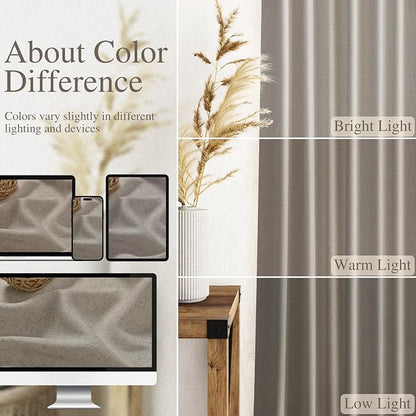Grey Beige Linen Curtains 96 Inches Long - Image 3