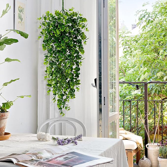 4Pcs Fake Hanging Plants 2.7FT Fake Plants Fake Vines Greenery | UV Resistant - Image 2