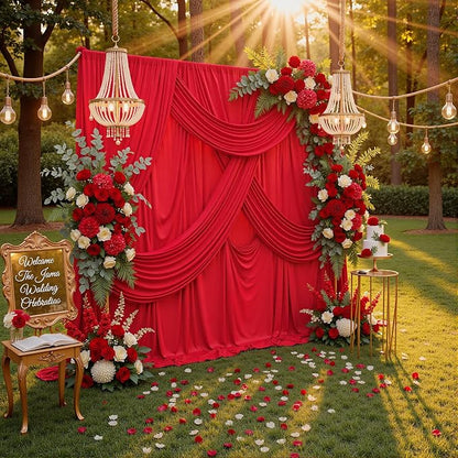 30ftx10ft Wrinkle Free Red Backdrop Curtains - Image 3