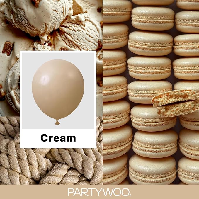 PartyWoo Cream Balloons 152 pcs Different Sizes of 18 12 10 5 Inch Beige Ivory - Image 2