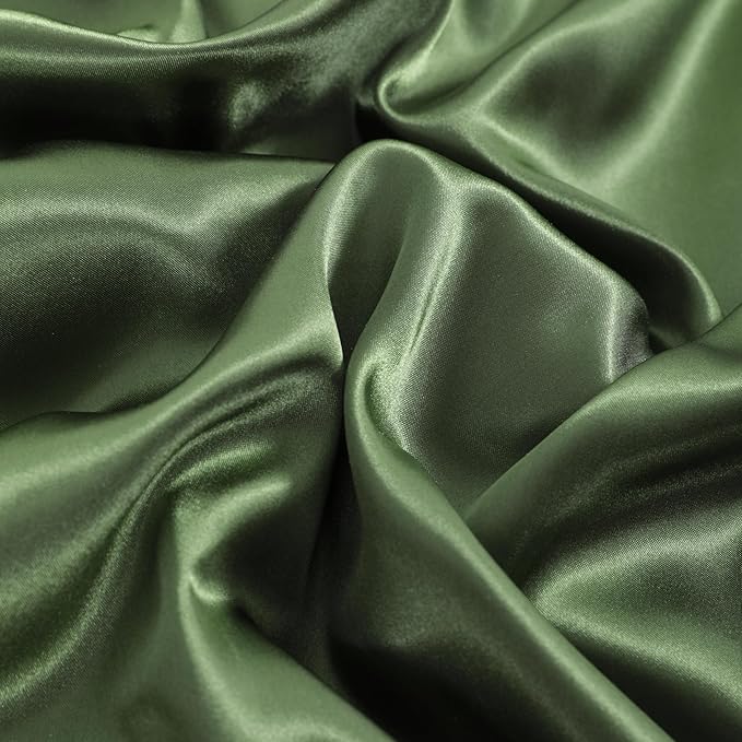 NTBAY 2 Pack Satin King Pillowcases for Hair and Skin, Luxurious and Silky Pillow Cases with Envelope Closure, 20x40 Inches, Olive Green