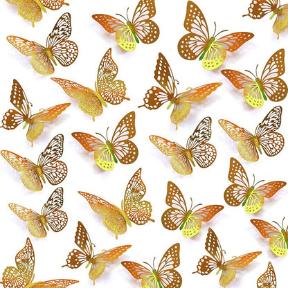 SAOROPEB 3D Butterfly Wall Decor 48 Pcs Laser Gold Butterfly Decorations | 4 by SAOROPEB