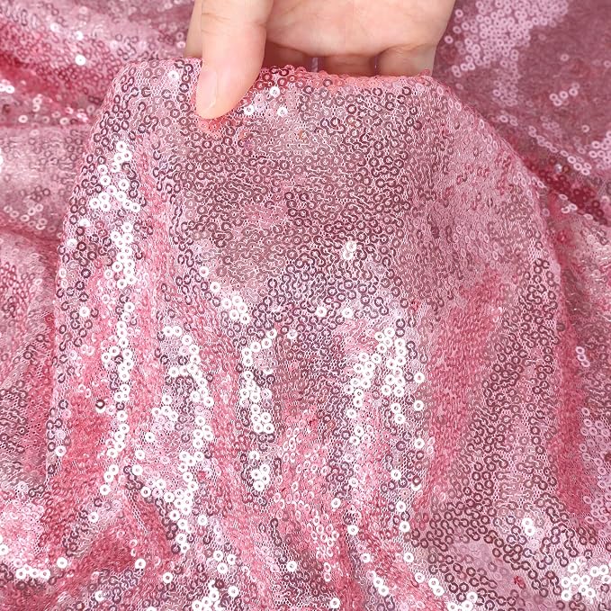 Pink Sequin Backdrop Curtains Party Photo Glitter Drapes 2 Pcs 2FTx8FT | - Image 4