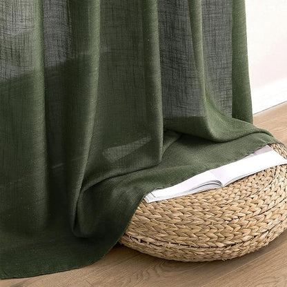 MIULEE Olive Green Linen Curtains 52x108 Inch Long - Image 7