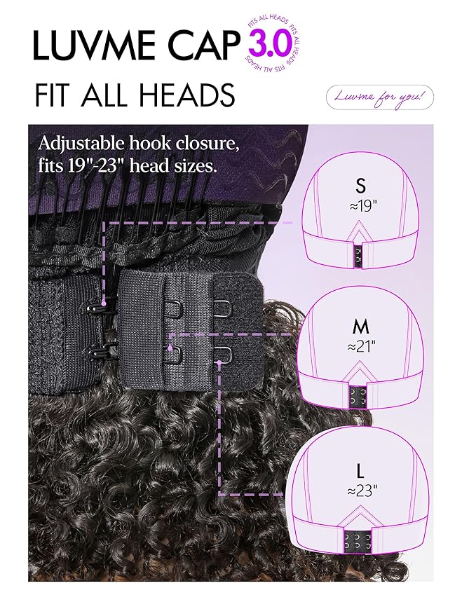 LUVME HAIR 7x6 HD Lace All-Day Comfort Wig Burmese Messy Curly PartingMax Lace Wigs Lace Front Wigs Human Hair Pre Cut Plucked Lace Frontal Glueless 20 Inches Natural Black Color