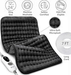GENIANI XL Electric Heating Pad for Back Pain & Cramps Relief, Electric Throw, Birthday Christmas Gifts for Women, Men Auto Shut Off, Machine Washable, Heat Pad for Neck & Shoulder (12"x24" Jet Black)