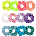Whaline Neon Scrunchies Summer Velvet Hair Bobble Elastics Hair Bands Soft Hair Ties for Girls, Women (Neon color)