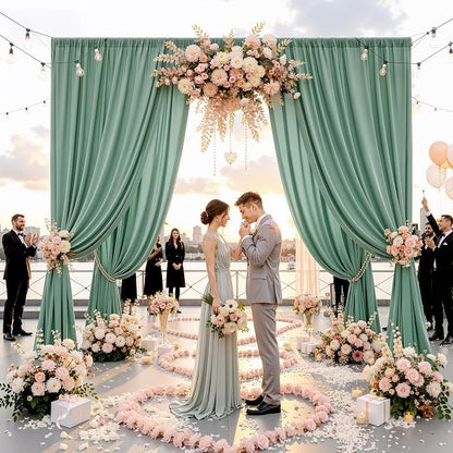 50ft x 15ft Grayish Green Backdrop Curtains - Image 9