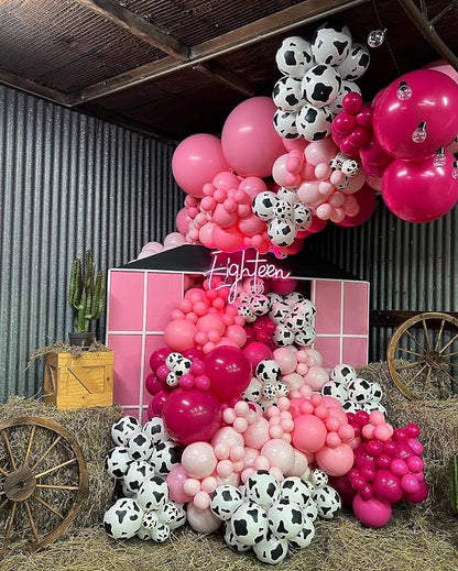Disco Cowgirl Party Decorations 181Pcs Hot Pink Silver Cowgirl Balloon Arch - Image 4