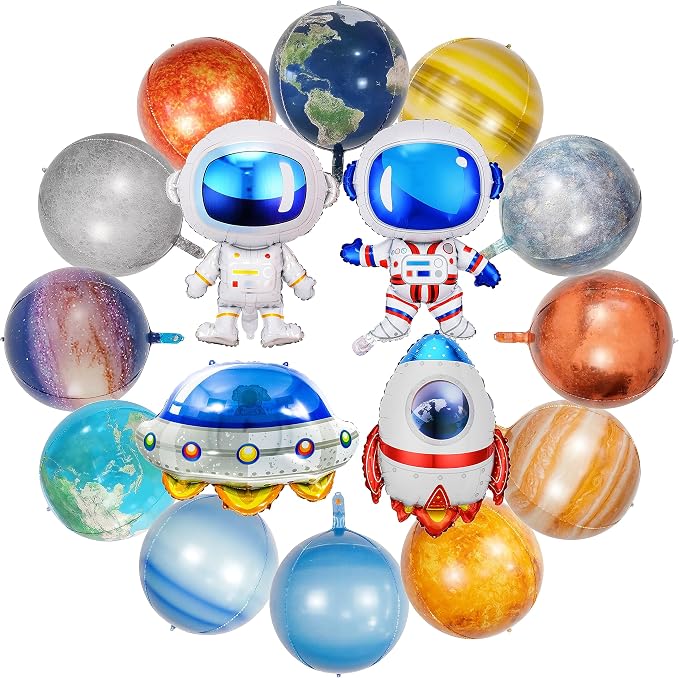 16 Pieces Galaxy Space Balloons by PartyGarden