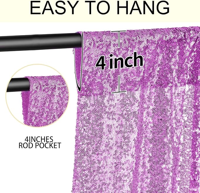 2×8FT-2PCS Lavender Sequin Backdrop Curtains Panels, Photography Backdrop - Image 5