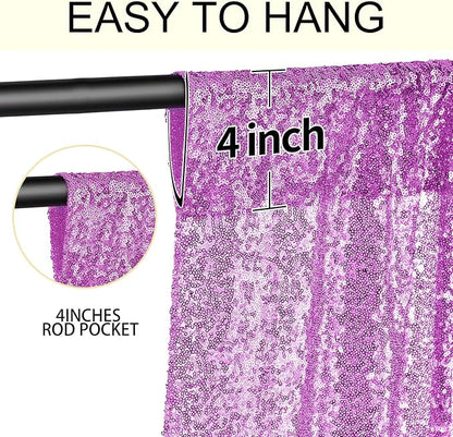 2×8FT-2PCS Lavender Sequin Backdrop Curtains Panels, Photography Backdrop - Image 5