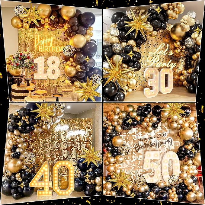AivaToba 126PCS Black and Gold Balloon Arch Kit 2026 Party Decoration | Black - Image 3