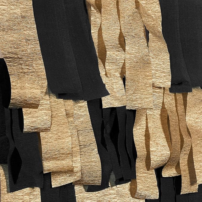 PartyWoo Black Gold Crepe Paper Streamers 6 Rolls 492 FT Streamers | Birthday - Image 2