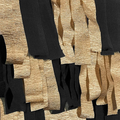PartyWoo Black Gold Crepe Paper Streamers 6 Rolls 492 FT Streamers | Birthday - Image 2