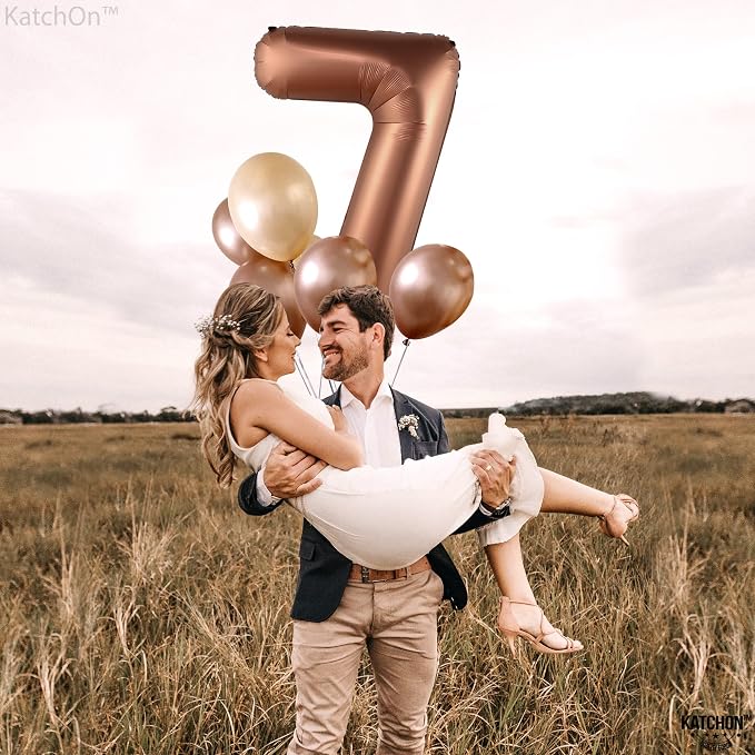 KatchOn Giant Coffee Brown Number 7 Balloon - Image 6